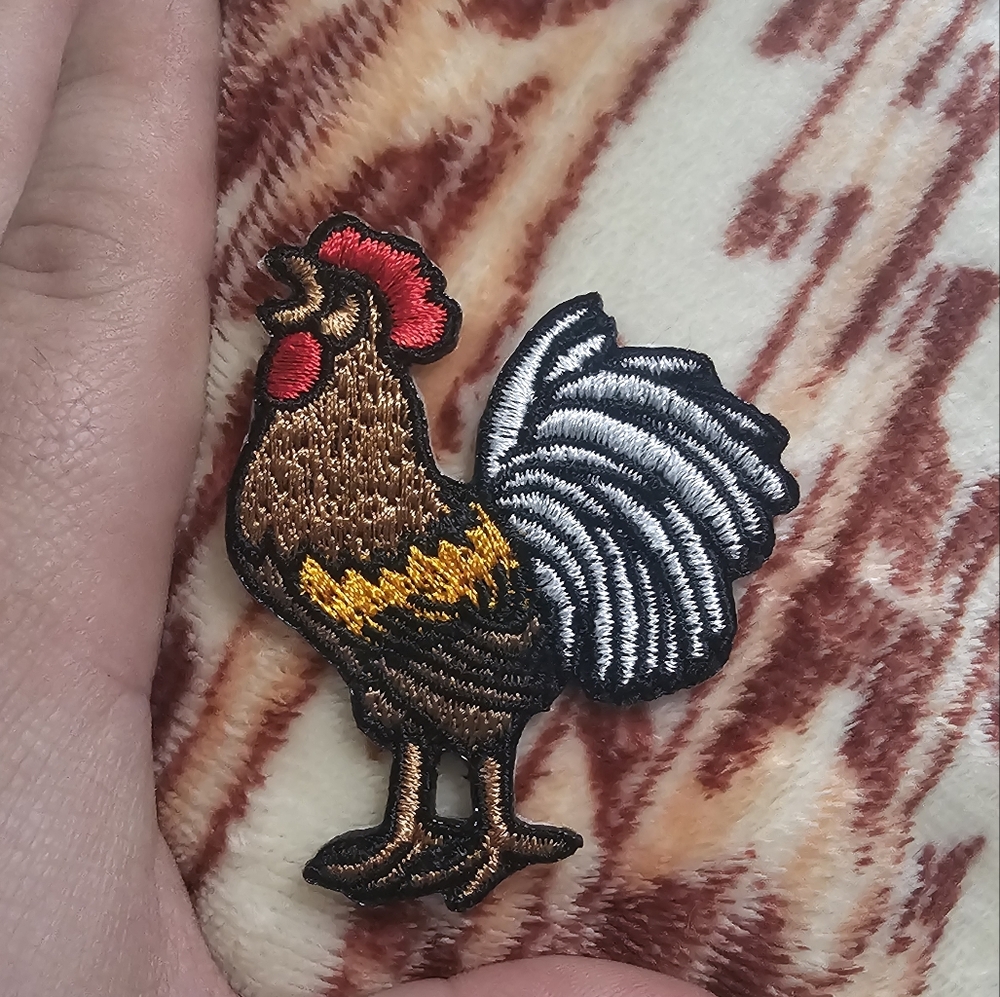 Embroidered rooster patch